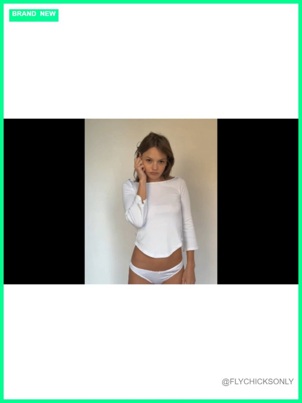 Women's Y2k Boat Neck 3/4 Sleeve Crop Top Cotton Slim Fit Curved Hem Picot Trim - Picture 6 of 6